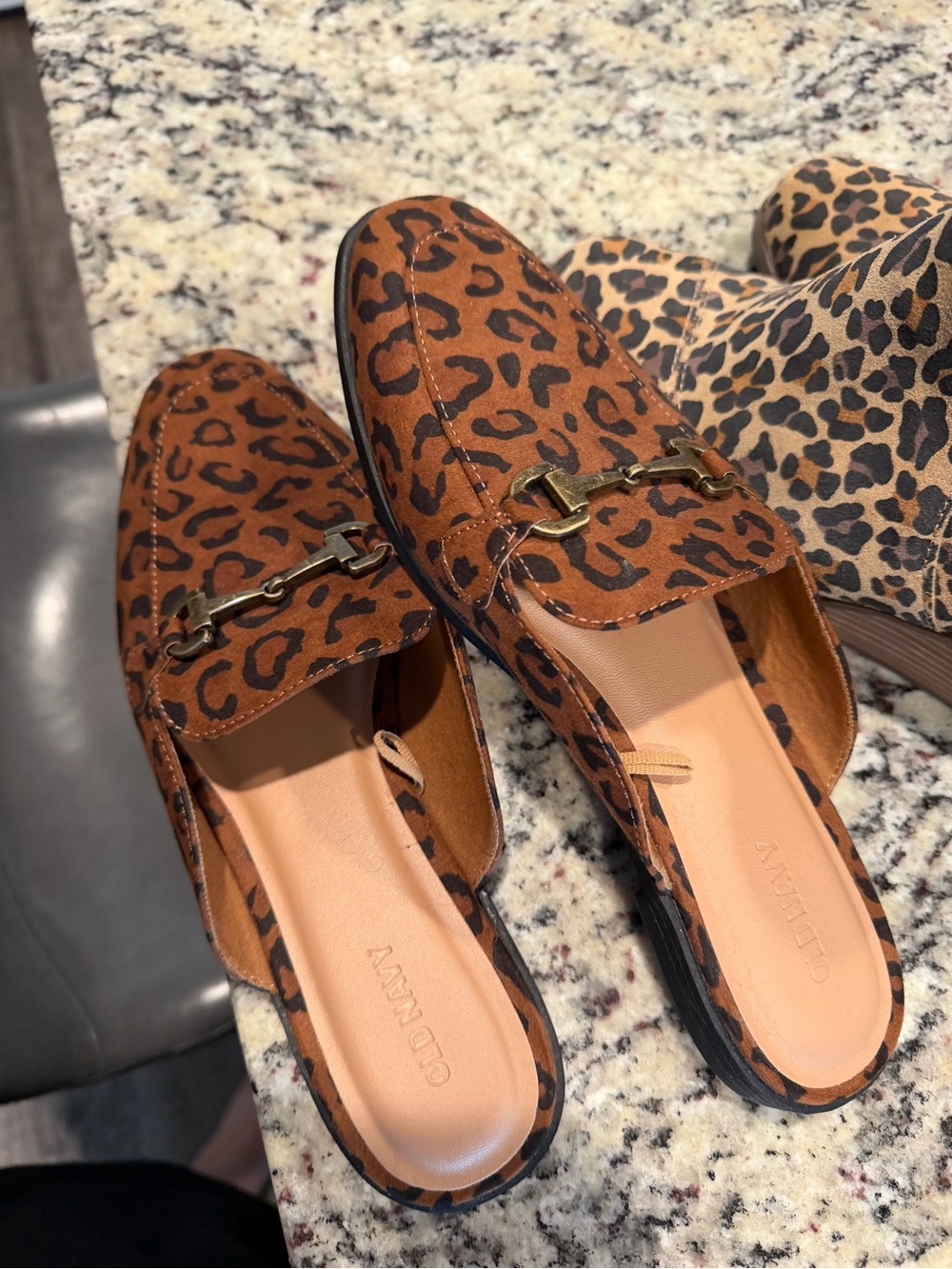 Old Navy Leopard Print Brown Slip-On Loafers with Horsebit